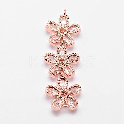 Brass Micro Pave Cubic Zirconia Links ZIRC-A003-02RG-1