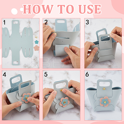 10 Sets 5 Colors PU Leather Handbag Kits PURS-CL0001-03-1
