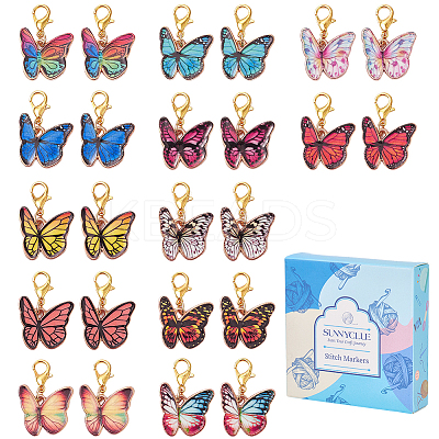 2Sets Butterfly Alloy Enamel Pendant Decorations HJEW-SC0002-16-1