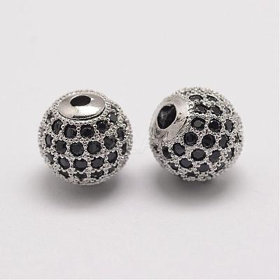 Brass Micro Pave Cubic Zirconia Beads ZIRC-E110-06P-1