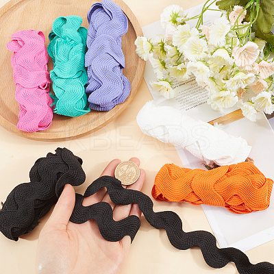 12 yards 6 styles Polyester Wavy Fringe Trim Ribbon OCOR-GF0003-28-1