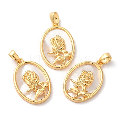 Brass Oval Pendants KK-I703-05B-G-1