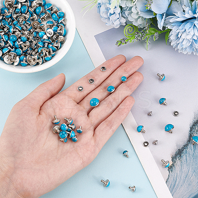 150 Sets 3 Style Plastic Imitation Turquoise Garment Rivets FIND-WR0007-54-1