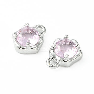 Brass Micro Pave Cubic Zirconia Charms KK-L208-10P-03-1