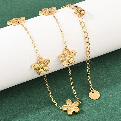 Flower 304 Stainless Steel Necklaces & Stud Earrings Sets for Women SJEW-K003-01G-1