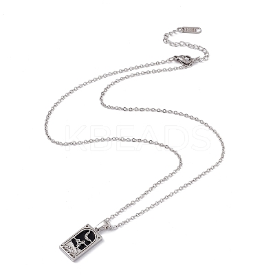 Brass Knight of Cups Tarot Pendant Necklace with Clear Cubic Zirconia NJEW-G095-02P-1
