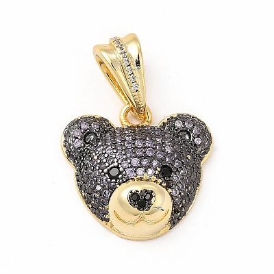 Rack Plating Brass Micro Pave Cubic Zirconia Pendants KK-G456-22G-1