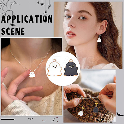50Pcs 2 Colors Alloy Enamel Pendants ENAM-ME0001-40-1