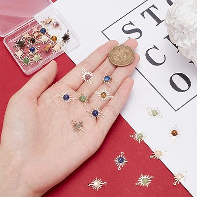 30Pcs Natural Mixed Gemstone Connector Charms FIND-AR0003-83-1