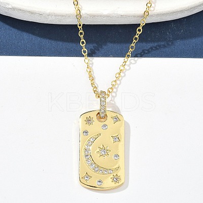 Brass Micro Pave Clear Cubic Zirconia Pendant Necklaces for Women NJEW-S449-01C-G-1