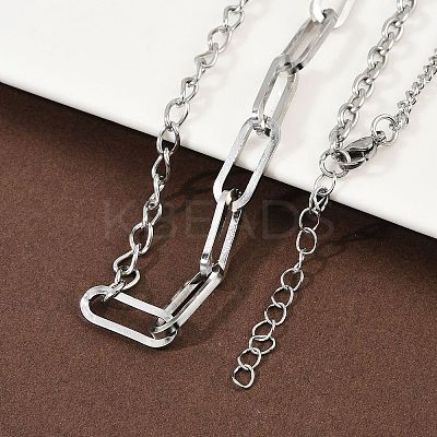 304 Stainless Steel Paperclip Chain Twisted Chain Cable Chain Necklaces for Women Men LS-NJEW-A053-01P-1