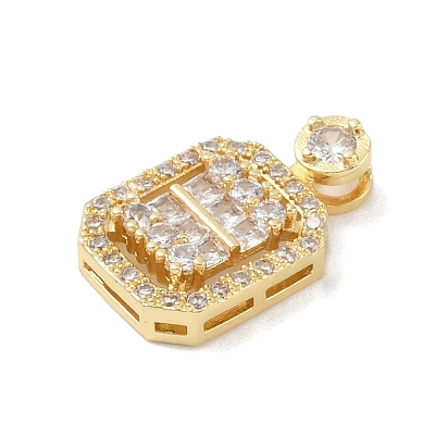 Rack Plating Brass Micro Pave Cubic Zirconia Pendants KK-A224-20G-03-1