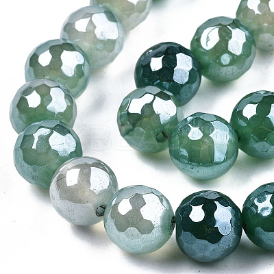 Electroplate Natural Agate Beads Strands G-T131-55-18-1