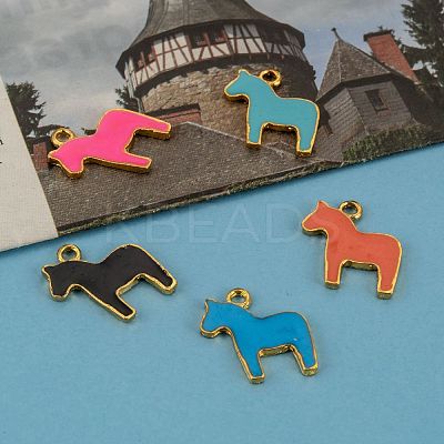 Alloy Enamel Animal Horse Pendants X-ENAM-M004-G-1