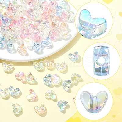 100Pcs 5 Colors UV Plating Transparent Acrylic Beads MACR-YW0004-89-1