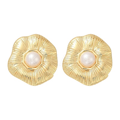 304 Stainless Steel ABS Plastic Pearl Stud Earrings STAS-D368-01C-G-1