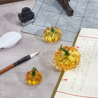 3Pcs 3 Styles Glass Pumpkin Display Decorations DJEW-PH0001-68C-1