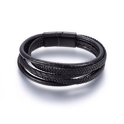 Leather Cord Multi-strand Bracelets BJEW-G603-36B-1