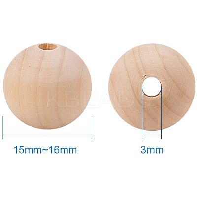 Round Unfinished Wood Beads WOOD-PH0008-11-1