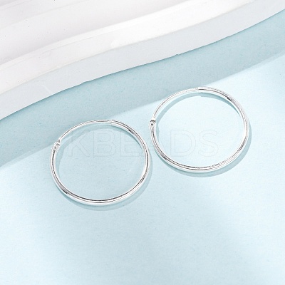 925 Sterling Silver Huggie Hoop Earrings EJEW-C179-05A-S-1