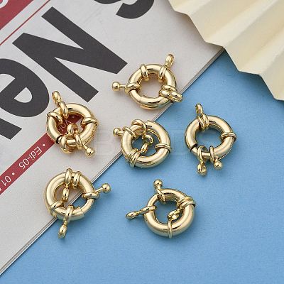Rack Plating Brass Spring Clasps X-KK-D399-B-G-NF-1