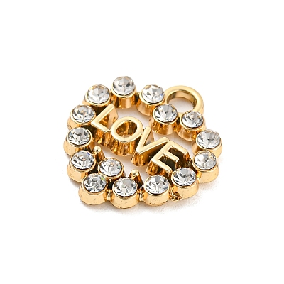 UV Plating Alloy Rhinestone Pendants PALLOY-D026-16G-1