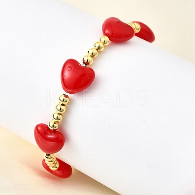Valentine's Day ABS Imitation Pearl Beads Stretch Bracelets for Women BJEW-D317-08A-G-1