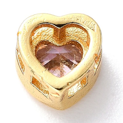 Brass inlaid Cubic Zirconia Slide Charms ZIRC-F125-01-G-1