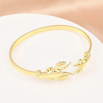 Marine Organism Brass Cuff Bangles for Women BJEW-D368-03G-G-1