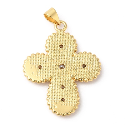 Rack Plating Brass Micro Pave Cubic Zirconia Pendants KK-R143-02G-1