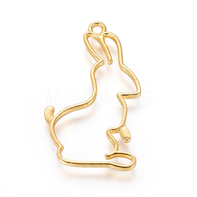 Zinc Alloy Easter Bunny Open Back Bezel Pendants PALLOY-E564-04G-1