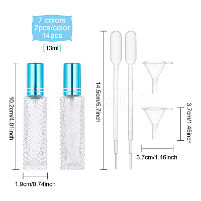 14Pcs 7 Colors Refillable Glass Plastic Spray Bottles MRMJ-BC0002-90-1
