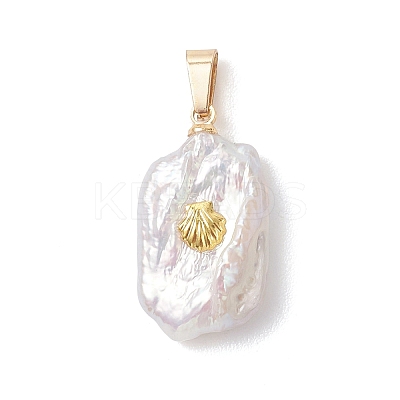 Natural Baroque Pearl Keshi Pearl Pendants PALLOY-JF04959-1