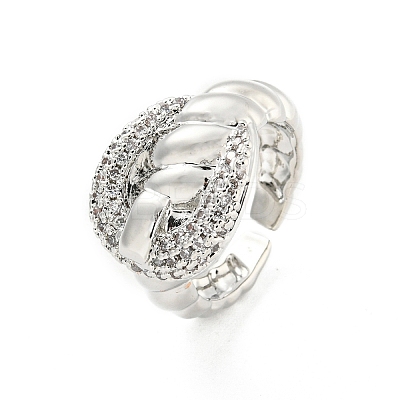 Brass Micro Pave Cubic Zirconia Cuff Rings RJEW-I103-050P-1