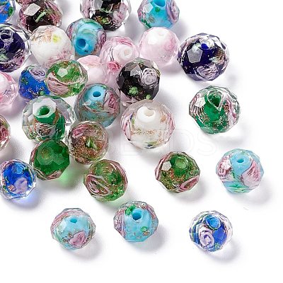 30Pcs Handmade Gold Sand Lampwork Beads Strands LAMP-FS0001-03-1