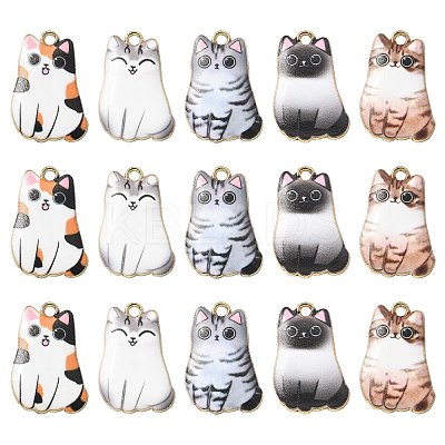 30Pcs 5 Styles Alloy Enamel Pendants ENAM-CJ0004-47-1