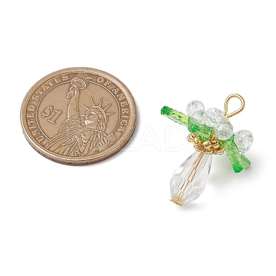 Glass with Round Shell Pearl and Acrylic Charms Pendants PALLOY-MZ00647-02-1