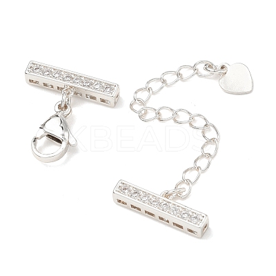 Brass Micro Pave Clear Cubic Zirconia Curb Chain Extender KK-G556-08P-02-1