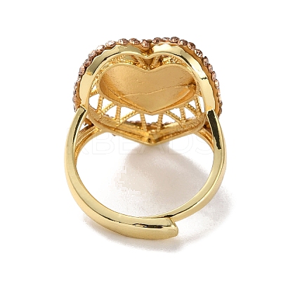 Heart Synthetic Blue Goldstone Finger Rings RJEW-K286-06G-1