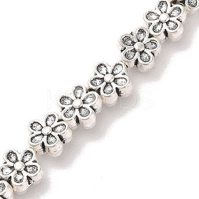 Tibetan Style Flower Alloy Bead Strands TIBEB-O007-08-RS-1