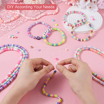 10 Strands 10 Colors Handmade Polymer Clay Beads CLAY-TA0001-51B-1