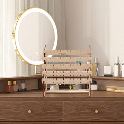 5-Tier Assembled Wood Earring Display Stands EDIS-WH0029-42B-1