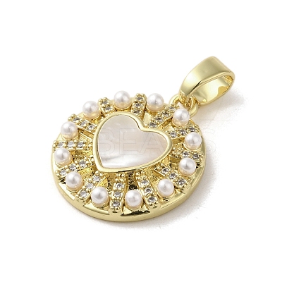 Brass Pave Shell Pendants KK-I708-15D-G-1