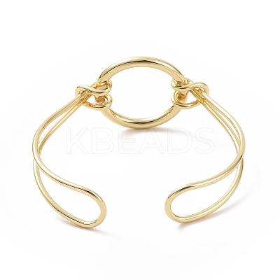 Brass Round Circle Open Cuff Bangle BJEW-F445-16G-1