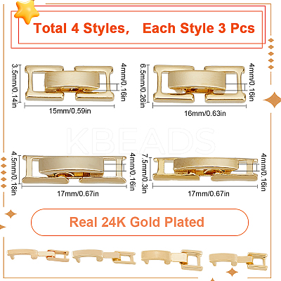 12Pcs 4 Styles Eco-Friendly Brass Watch Band Clasps KK-SC0004-09-1