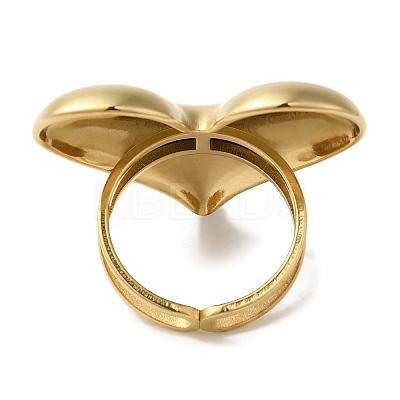 Ion Plating(IP) 304 Stainless Steel Heart Open Cuff Rings for Women RJEW-Z053-06G-1