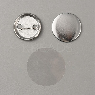 Flat Round Iron Badge Button Parts DIY-WH0297-15C-1
