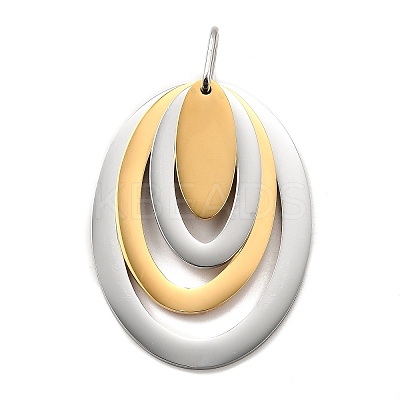 Oval 304 Stainless Steel Pendants STAS-M121-01PG-1