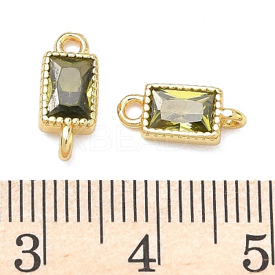 Brass Pave Cubic Zirconia Rectangle Connector Charms KK-P348-10G-02-1