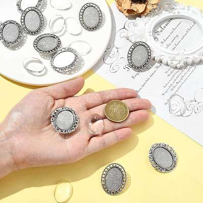 10Pcs 2 Styles Vintage Alloy Brooch Cabochon Bezel Settings FIND-FS0004-64-1